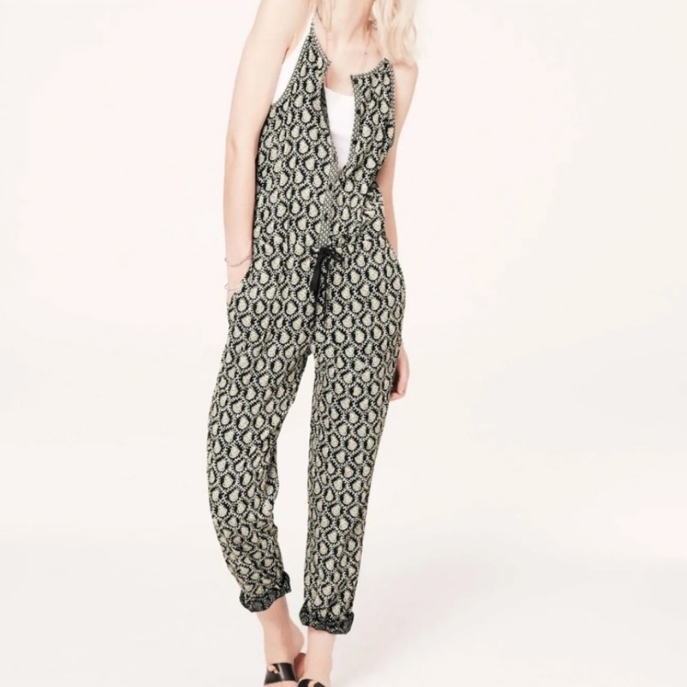 Lou & Grey Paisley Jumpsuit - Black and White Print